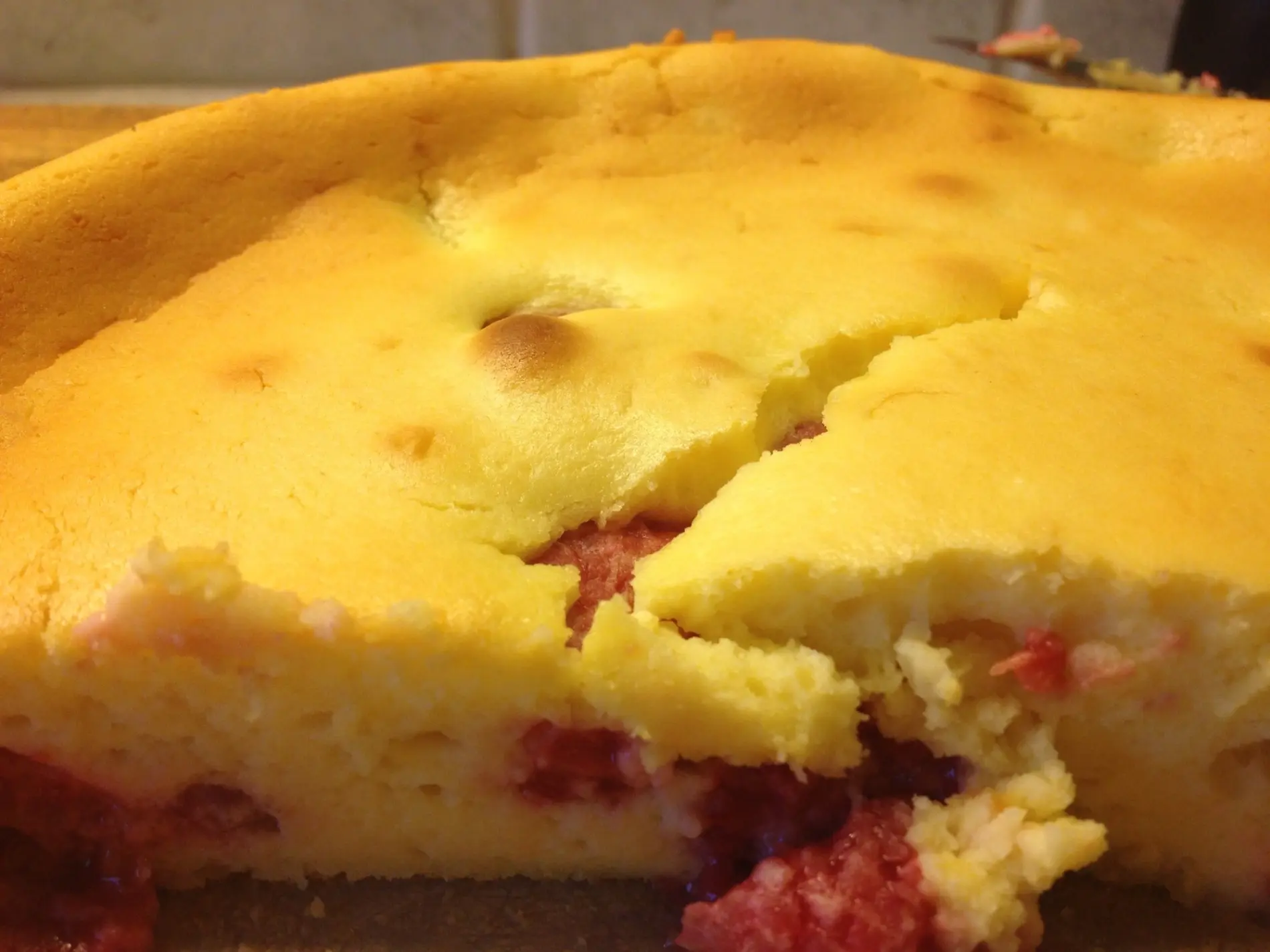 Bakt ostekake med bringebær