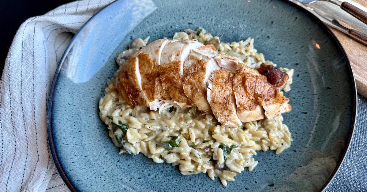 Kremet one pot orzo med sopp