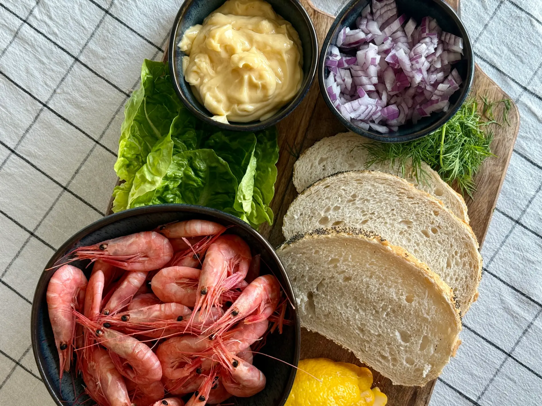 Loff med ferske reker