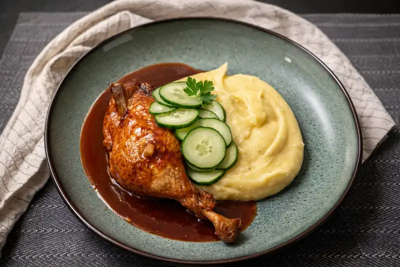 Brasiert andelår i honning og miso saus 