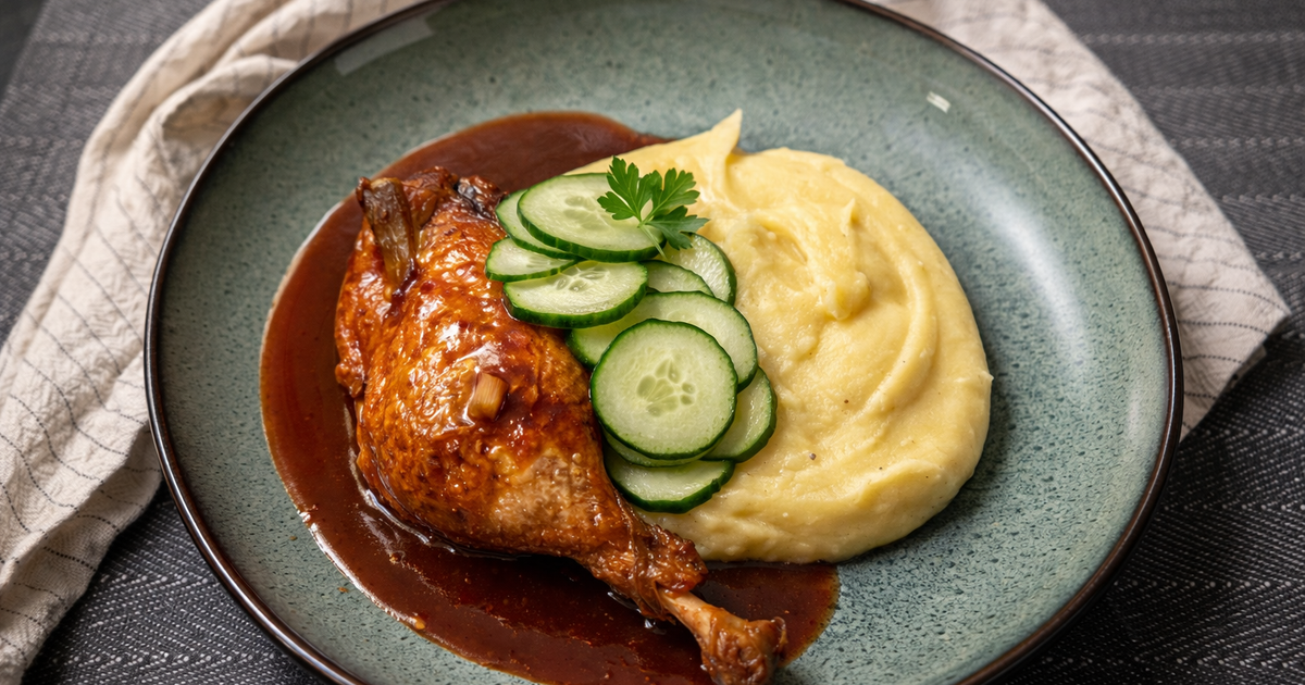 Brasiert andelår i honning og miso saus