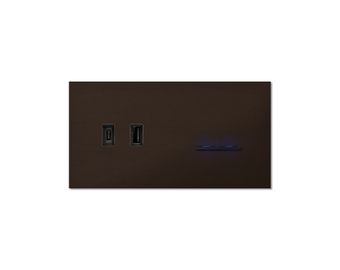 0222-05-G-43 Chopin - 2-gang horizontal - bronze -USB & dual levers black with LED