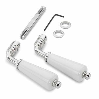Door handle porcelain white nickel-plated brass