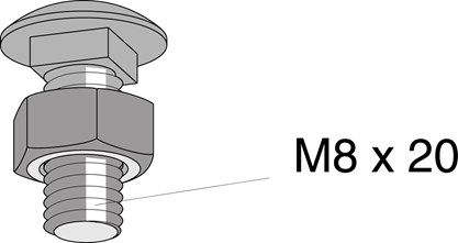 MP-BORÐABOLTI M/FLANSRÓ M8x20mm rafg. : 990 E, mynd 2 af 2