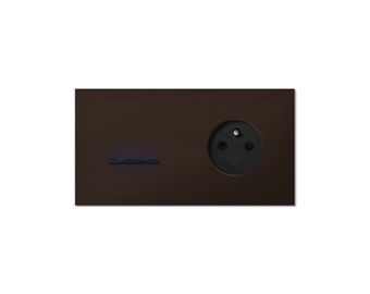 0222-05-43-A Chopin - 2-gang horizontal - bronze - dual levers black with LED & power