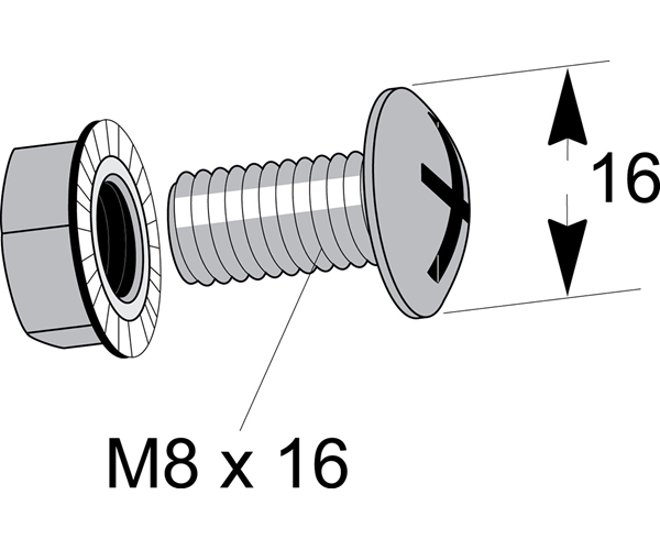 MP-BOLTI M/FLANSRÓ M8x16mm heitg. : 937 Z, mynd 2 af 2