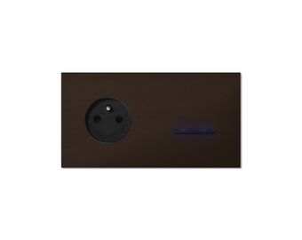 0222-05-J-43 Chopin - 2-gang horizontal -bronze - blind & dual levers black with LED