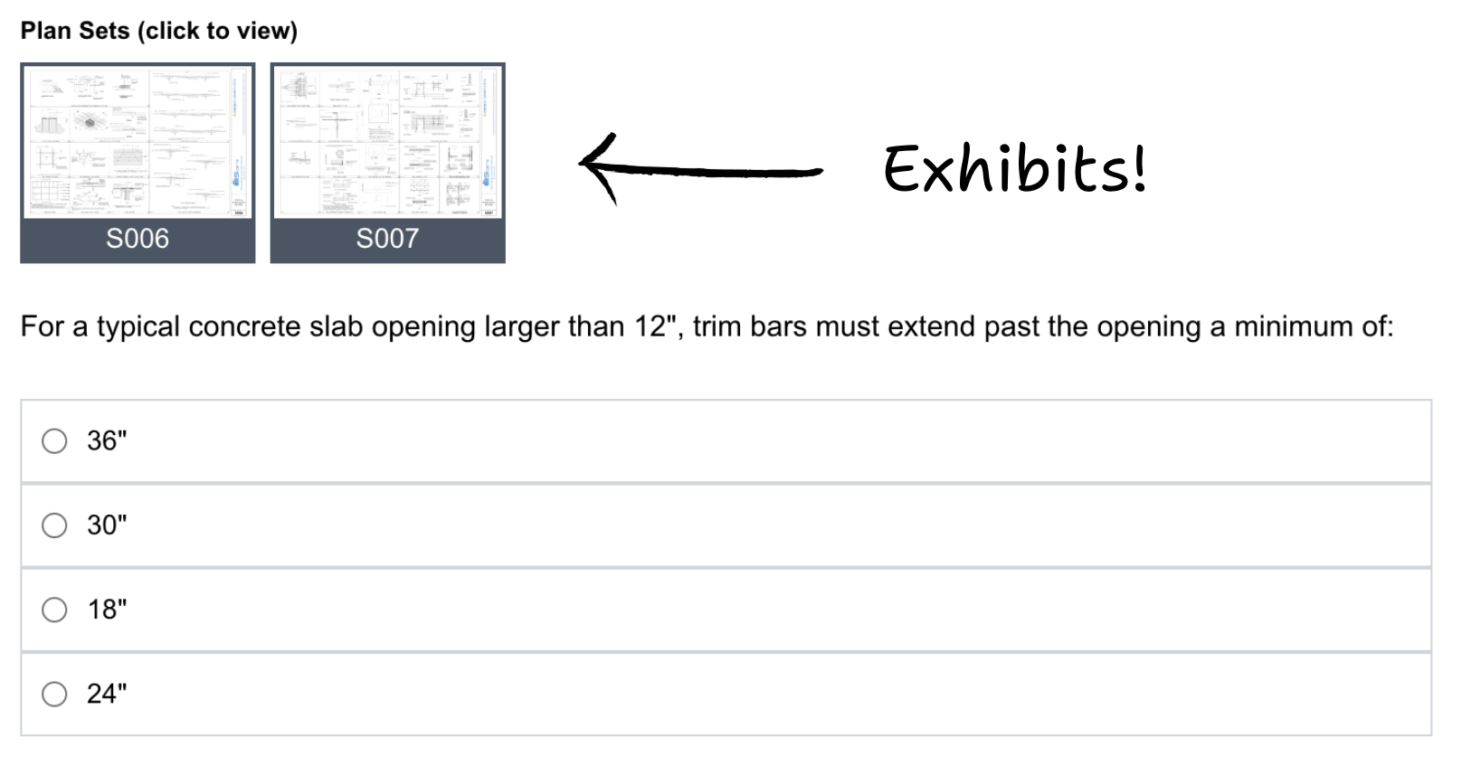 Exhibits in practice test question