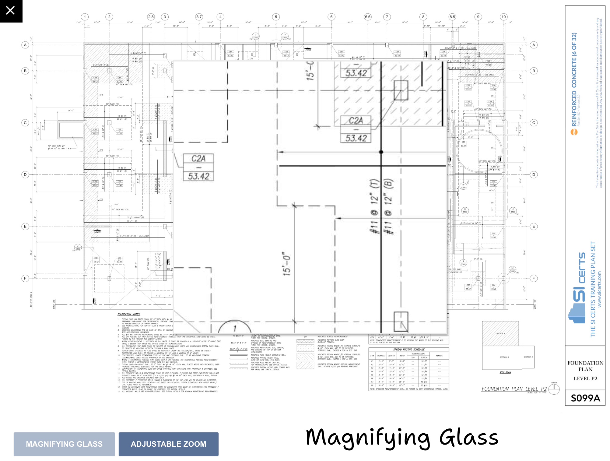 Magnifying glass for plans practice test question