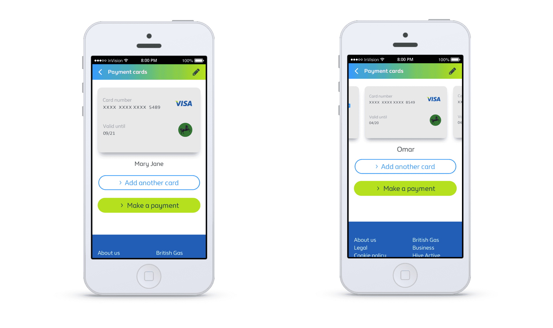 Mockups showing the solution.