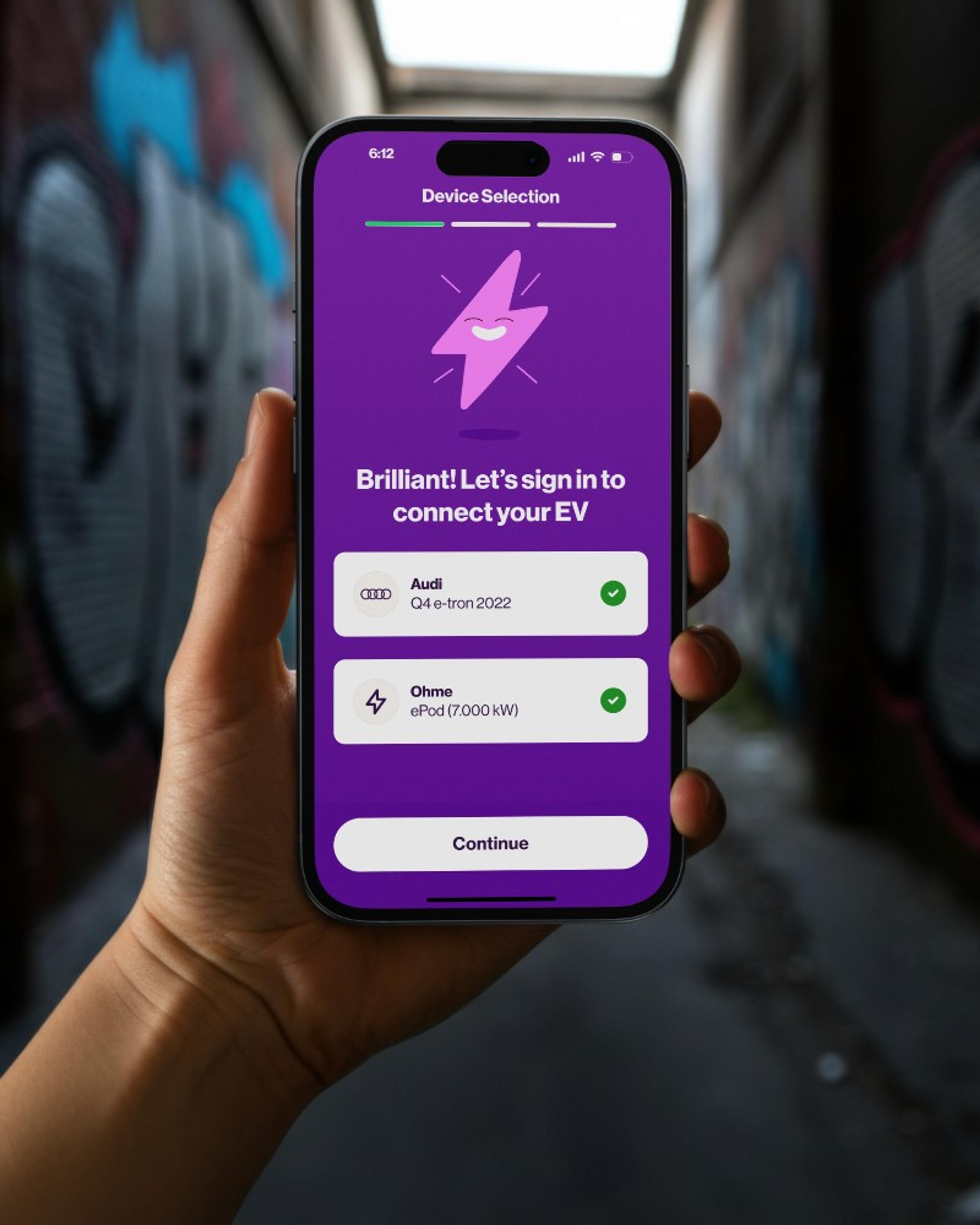 The Next drive smart app - EV connection journey.