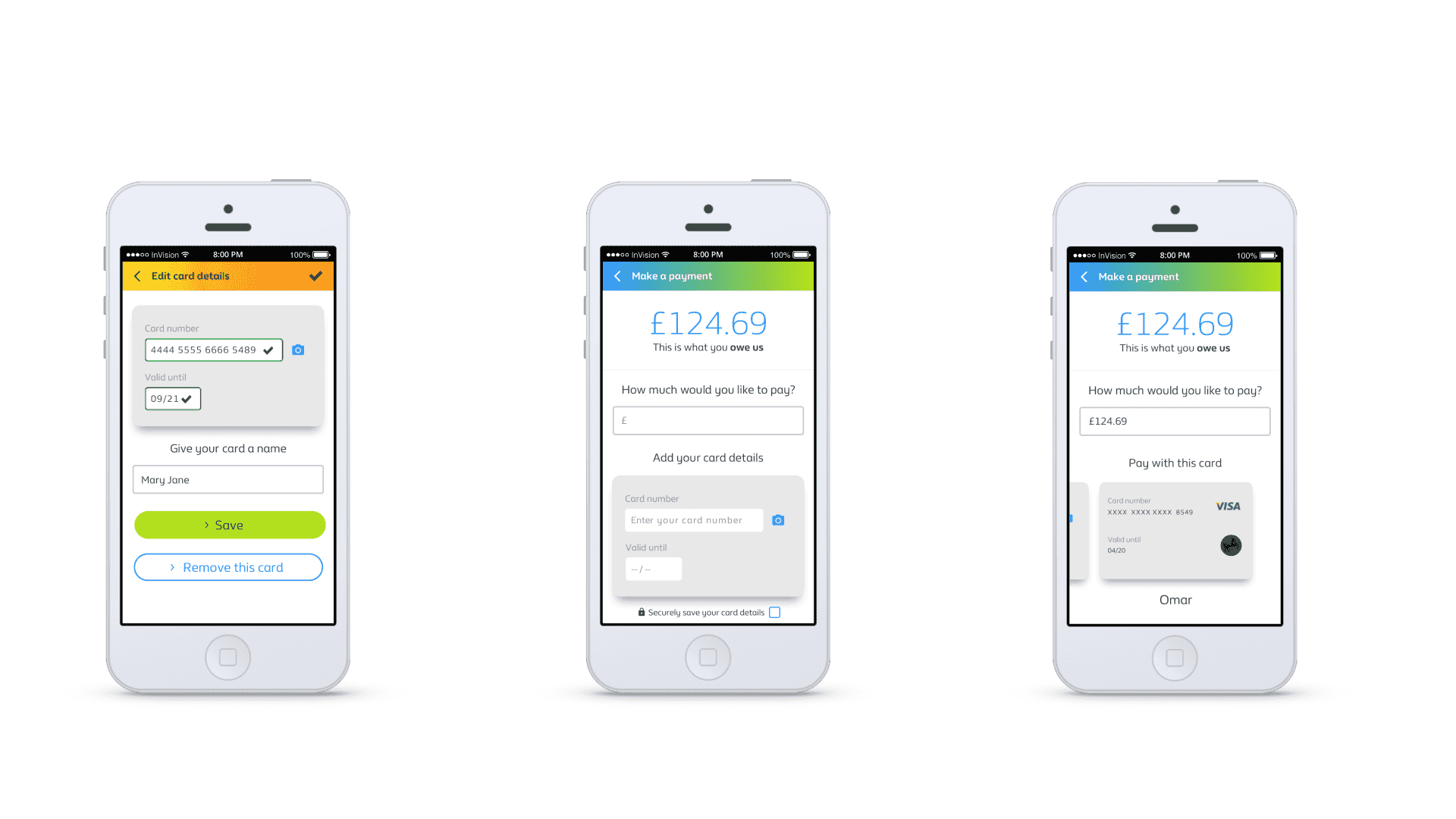 Mockups showing the solution.