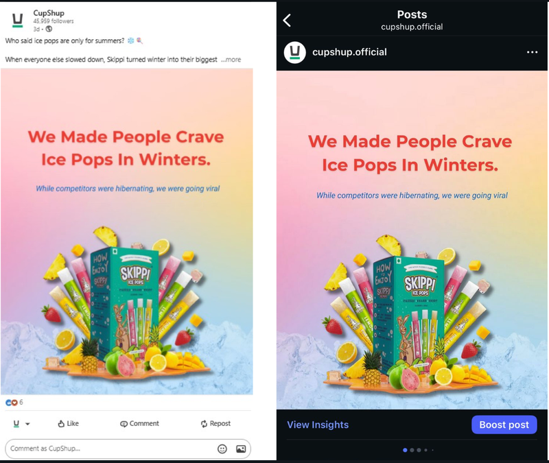 Skippi Posts on Instagram & LinkedIn