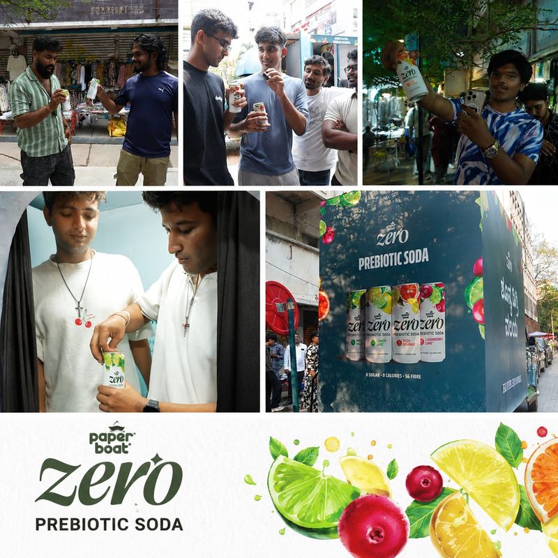 Paper Boat Zero Prebiotic Soda sampling activation