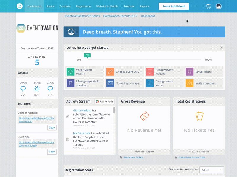 Bizzabo’s live dashboard