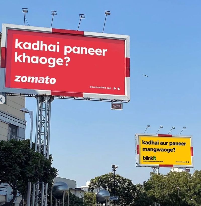 Blinkit and Zomato Counter Billboards