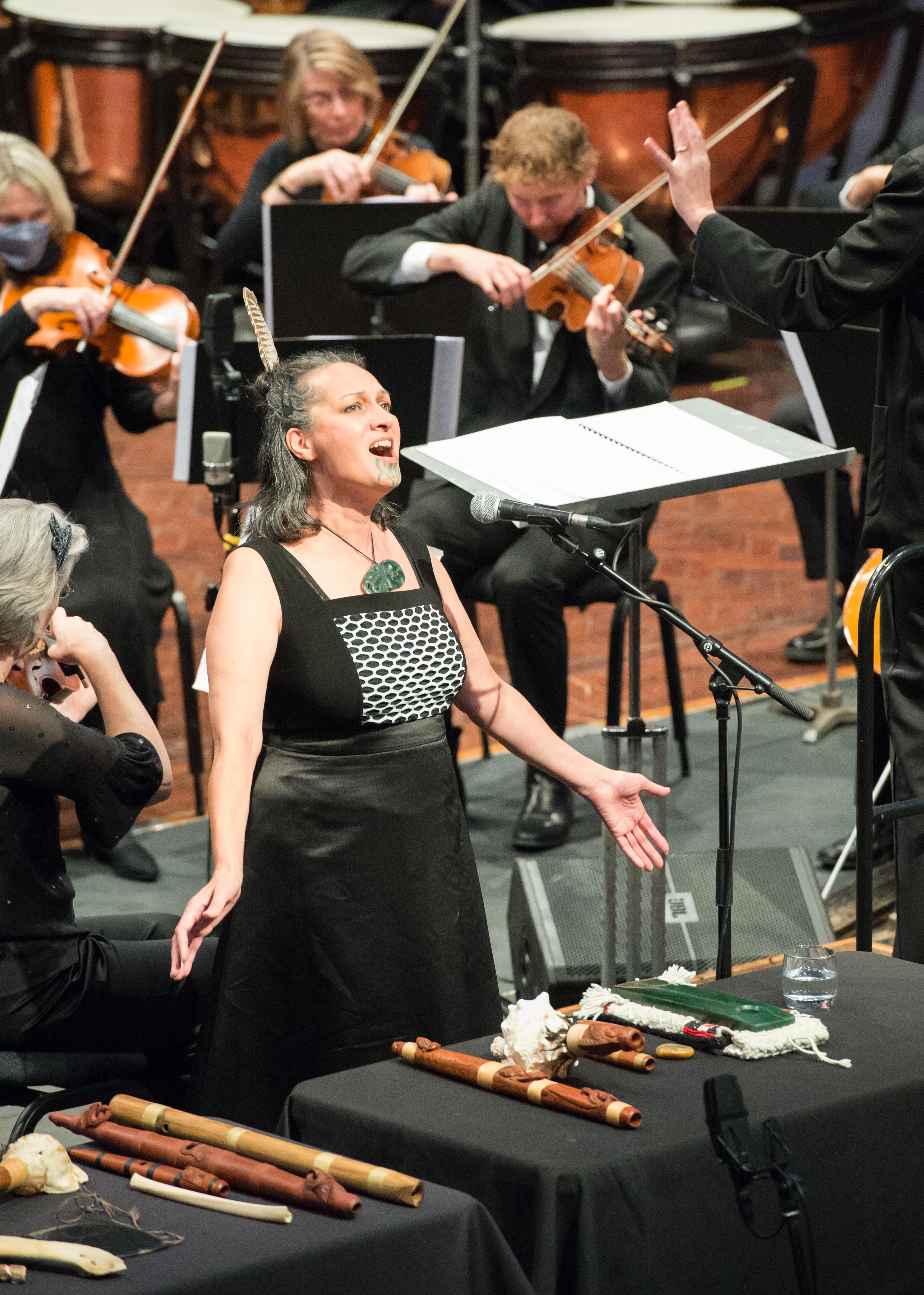 Ariana Tikao, performing with Dunedin Symphony Orchestra