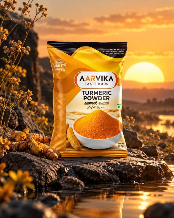 Project artwork for Aarvika Taste Buds — Turmeric Powder Packaging
