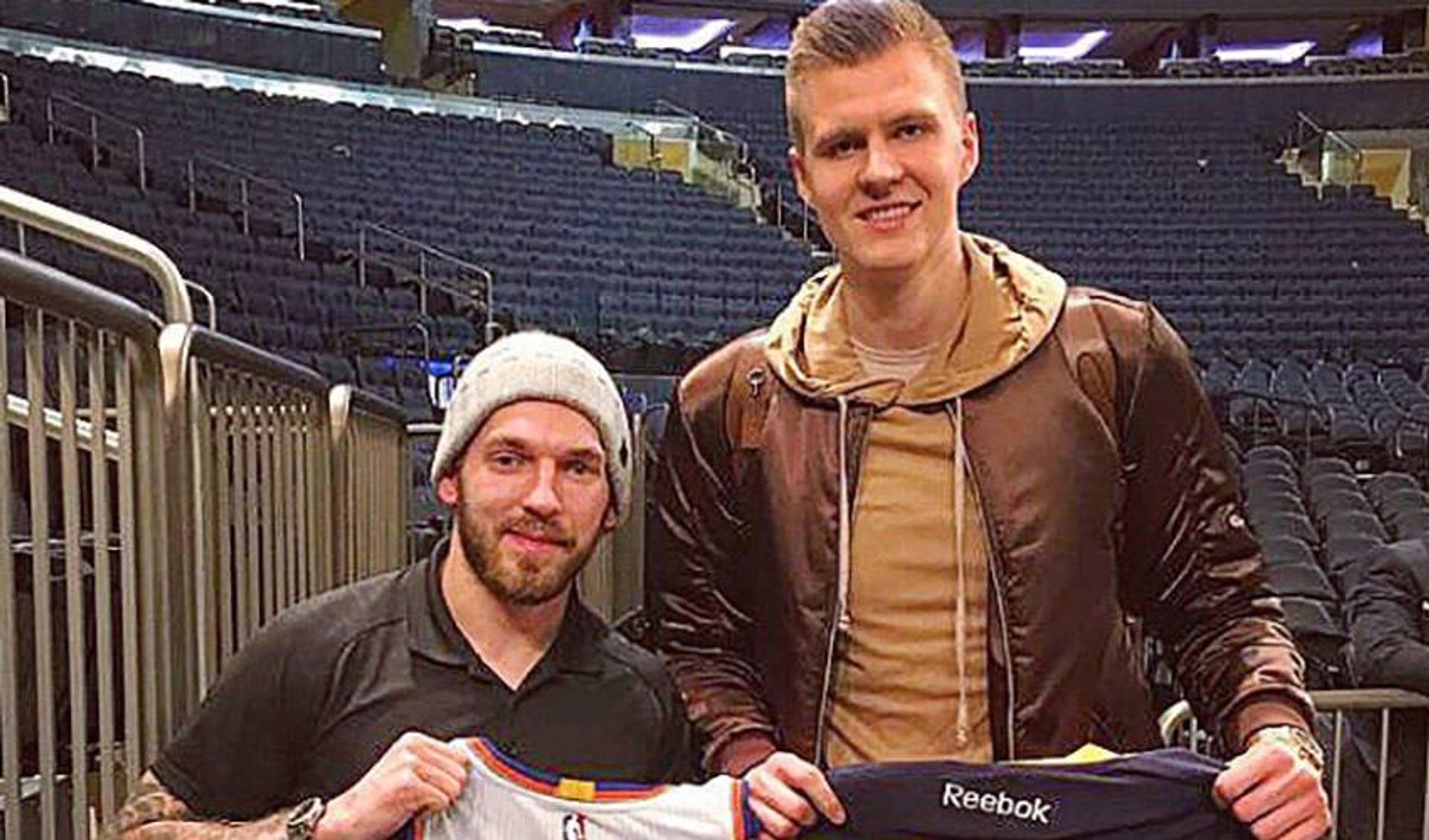Latvian pride: Girgensons and Porzingis swap jerseys, stories