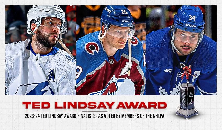 2023-24 Ted Lindsay Award: Kucherov, MacKinnon, Matthews announced as finalists