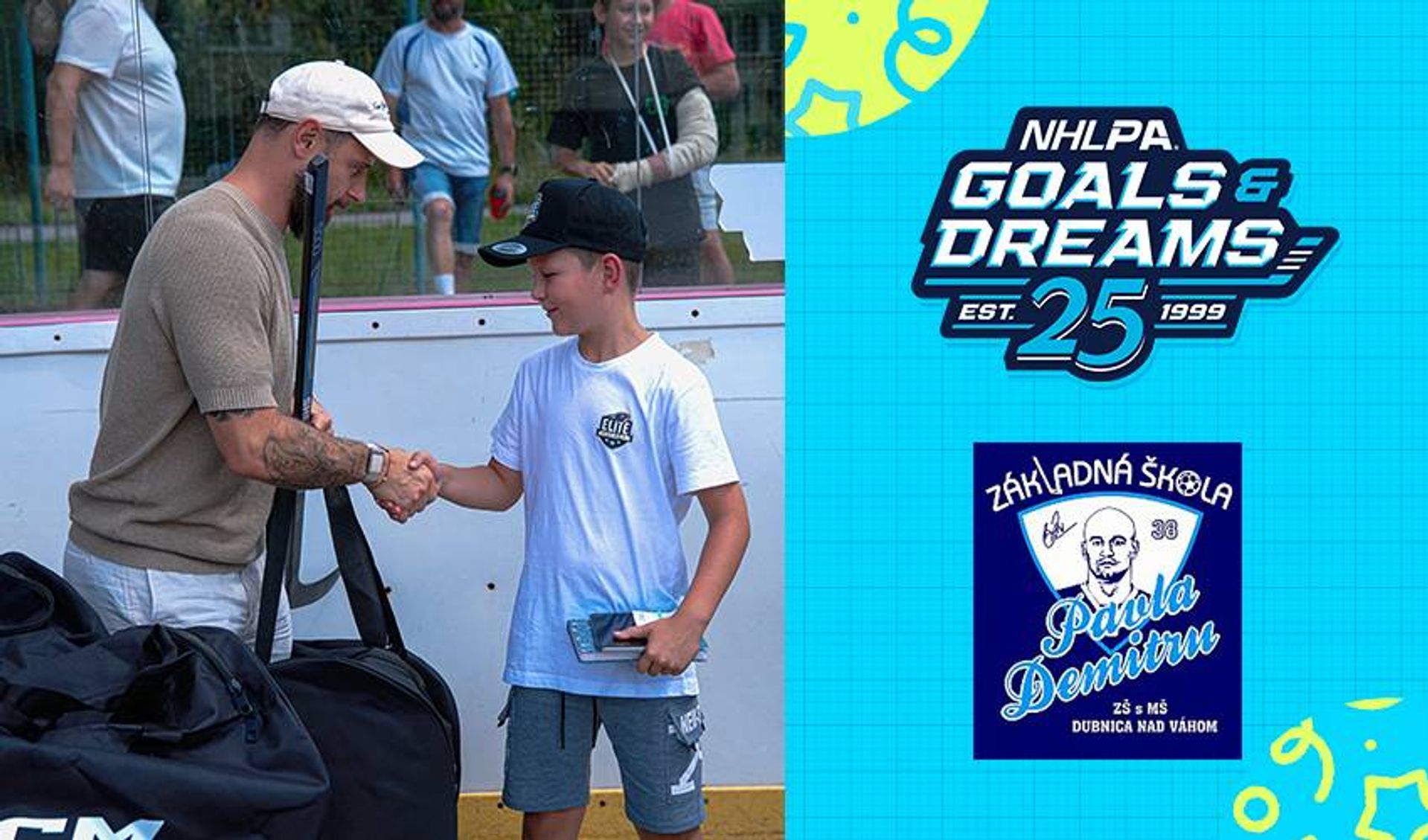 Tomáš Tatar and NHLPA Goals & Dreams donate 25 sets of equipment to Pavol Demitra Primary and Kindergarten School