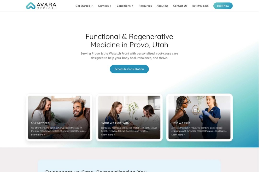 Avara Medical website screenshot
