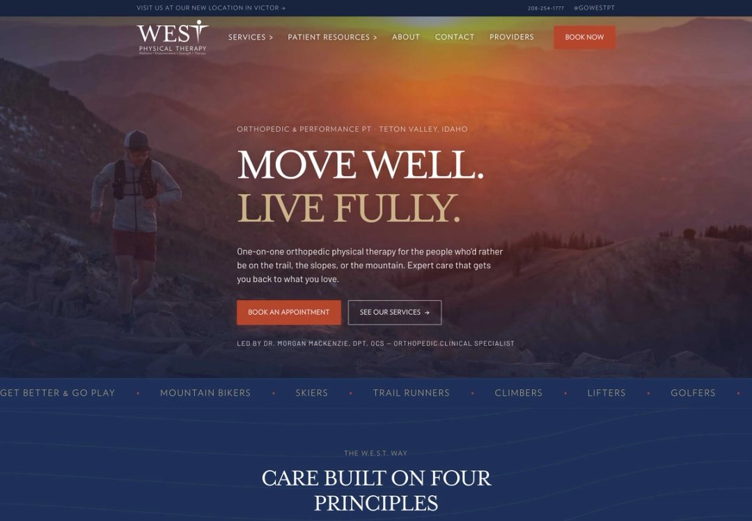 W.E.S.T. Physical Therapy website screenshot