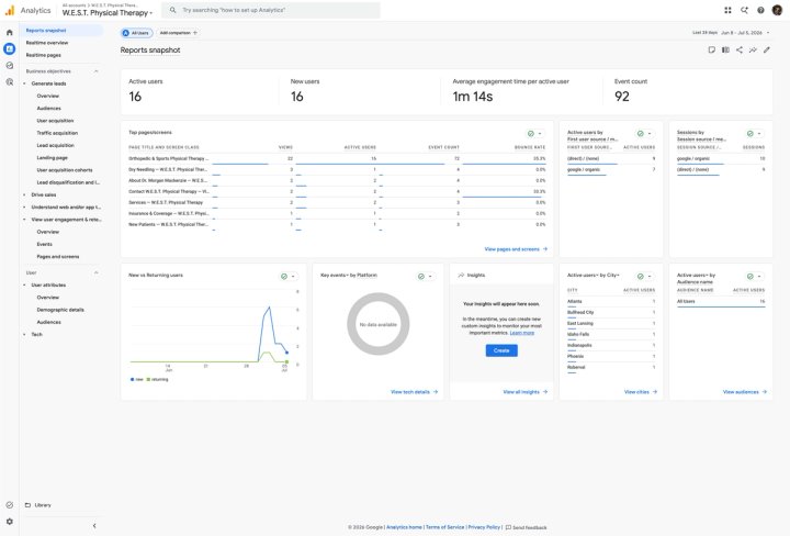 Sample Analytics screen
