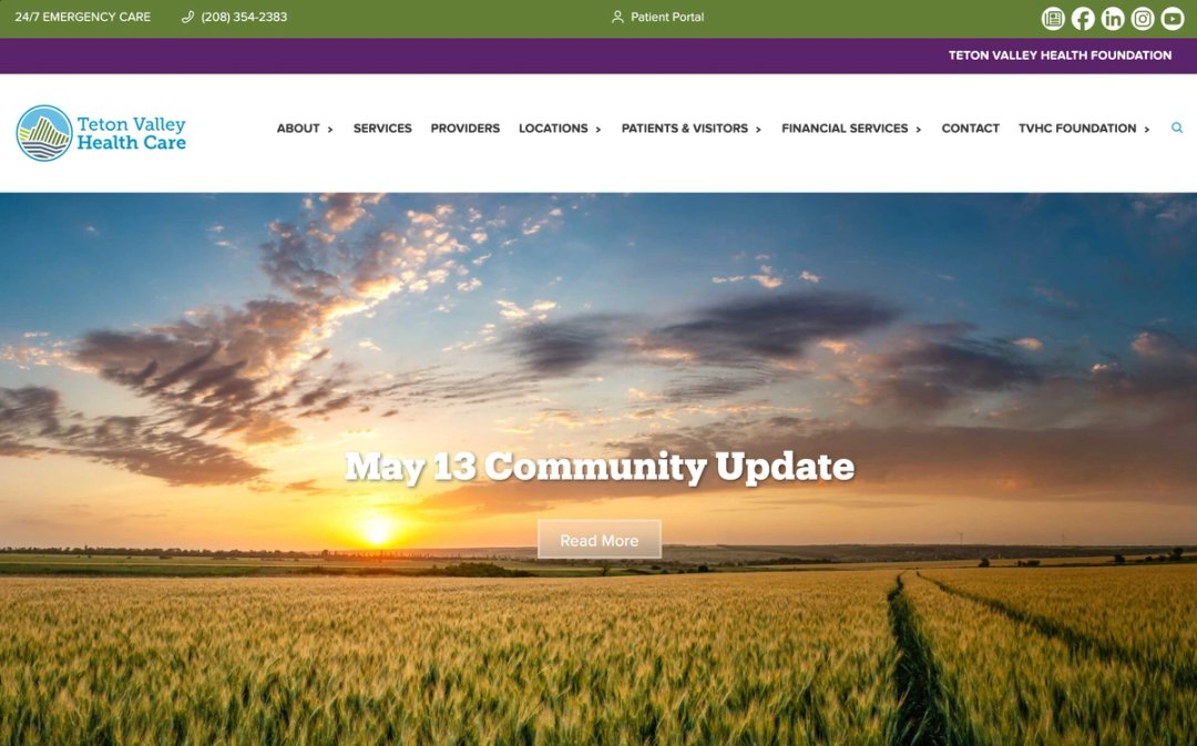 Teton Valley Health website screenshot