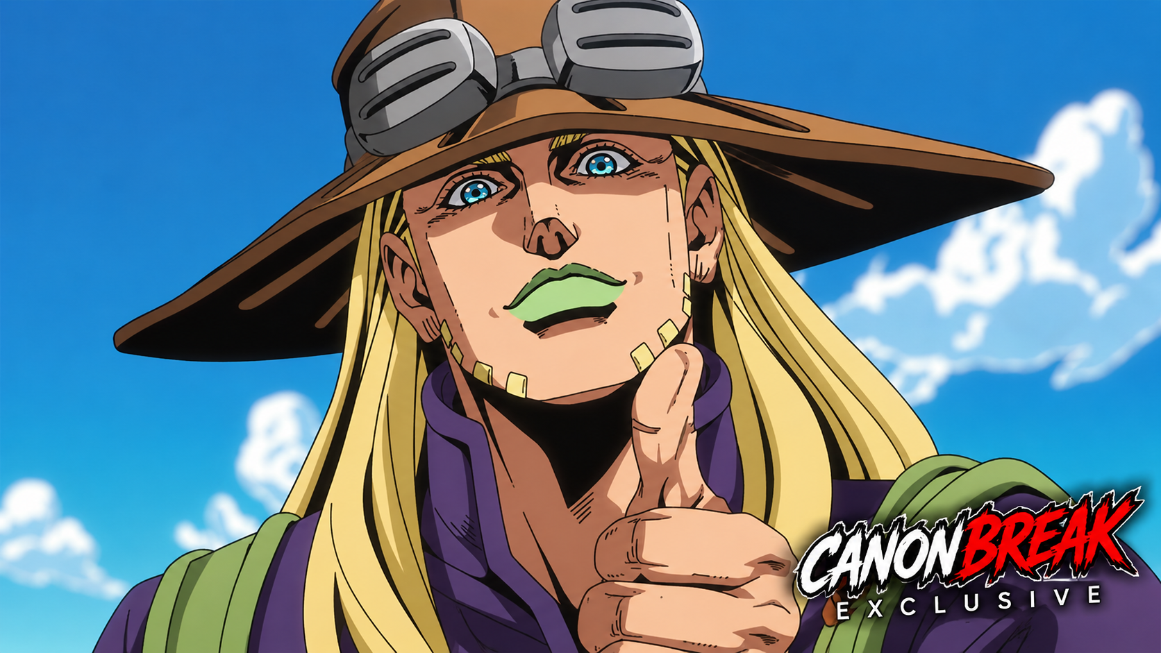 Gyro Zeppeli from JoJo's Bizarre Adventure: Steel Ball Run pointing at the viewer