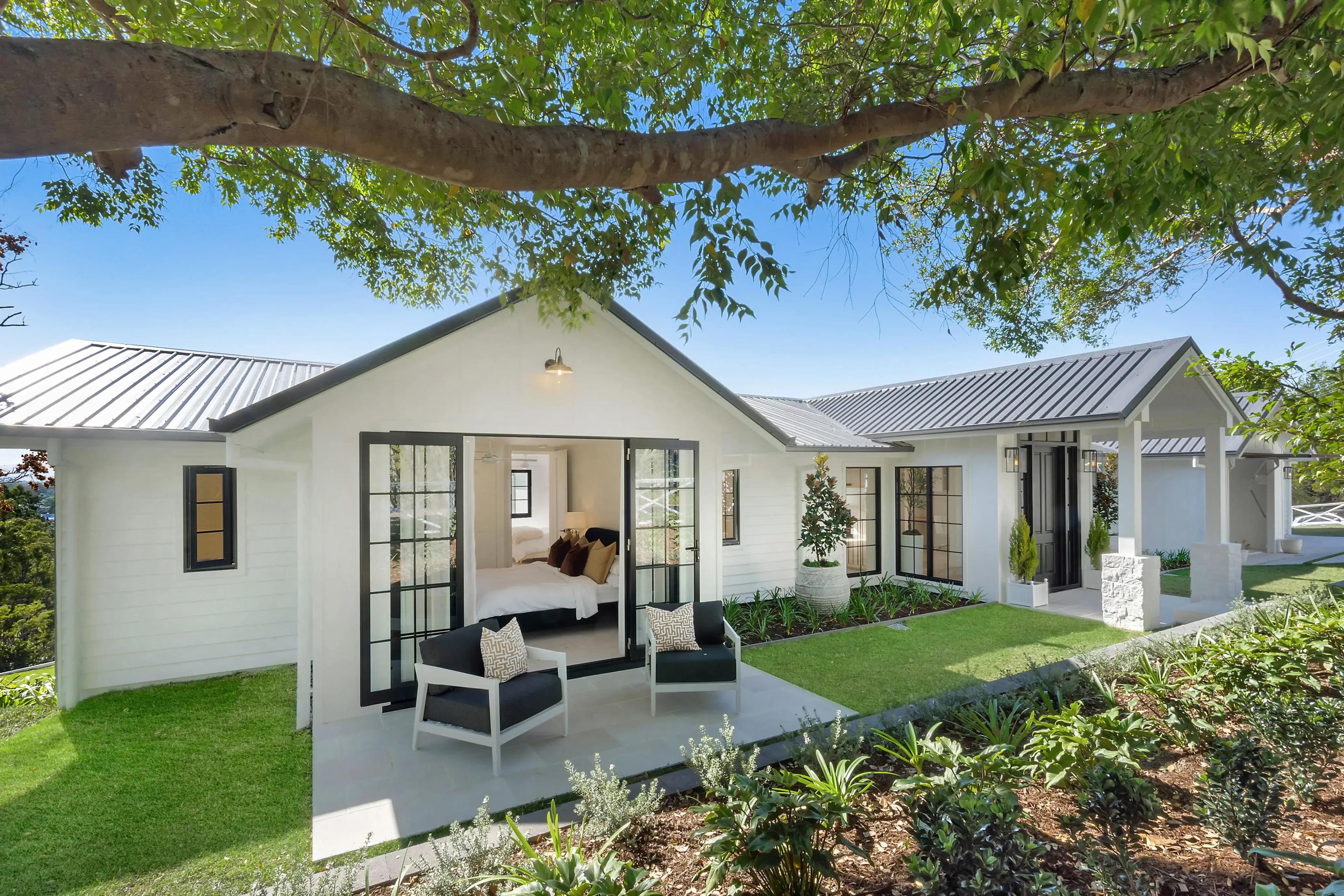 Australian Hamptons contemporary facade view close up
