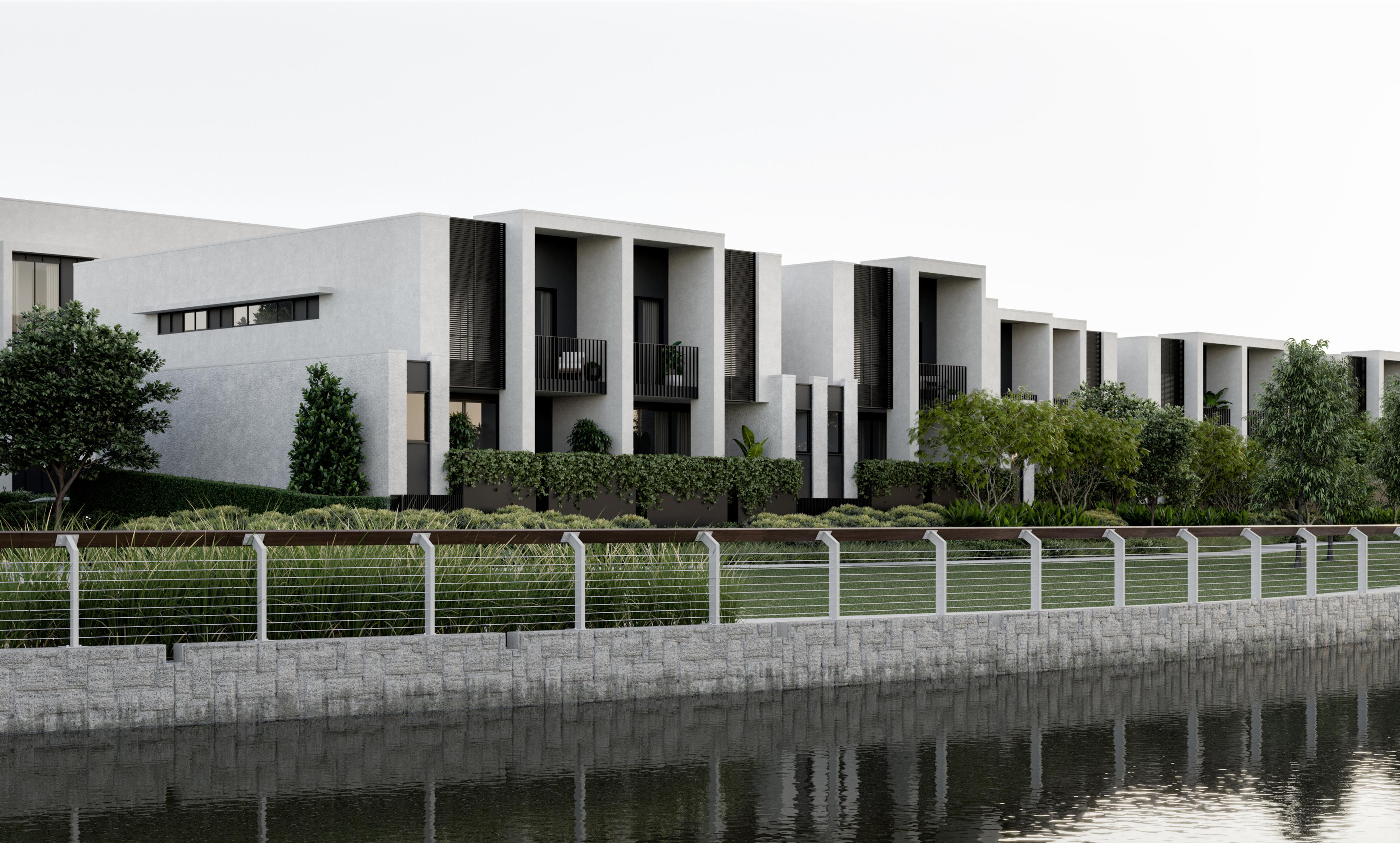 Townhouse frontages in Capestone Azure Development