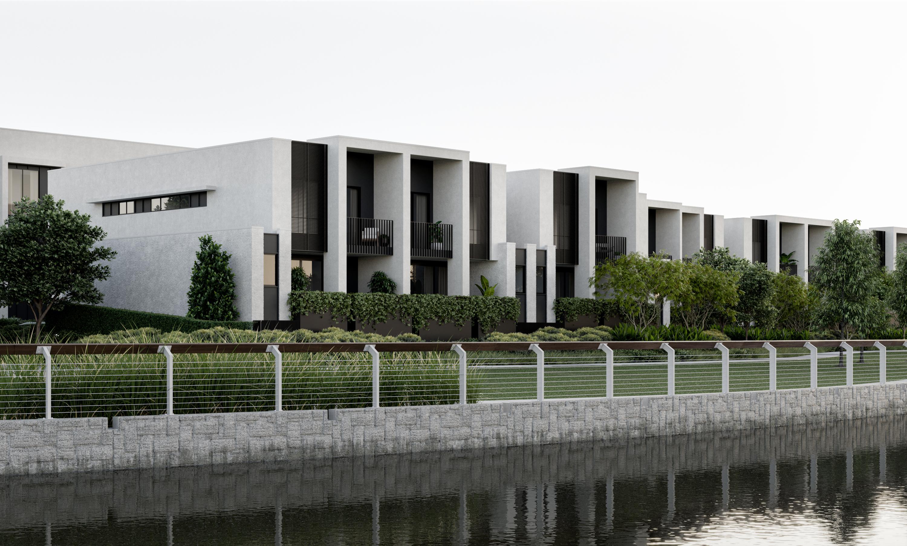 Townhouse frontages in Capestone Azure Development