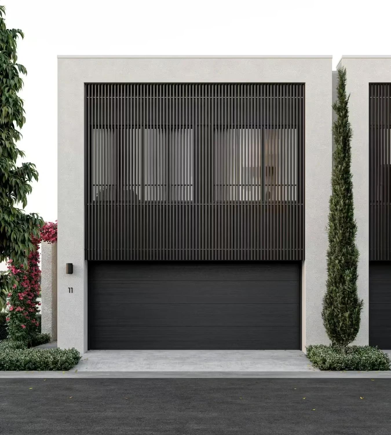 Townhouse street frontage with garage and vertical screen facade