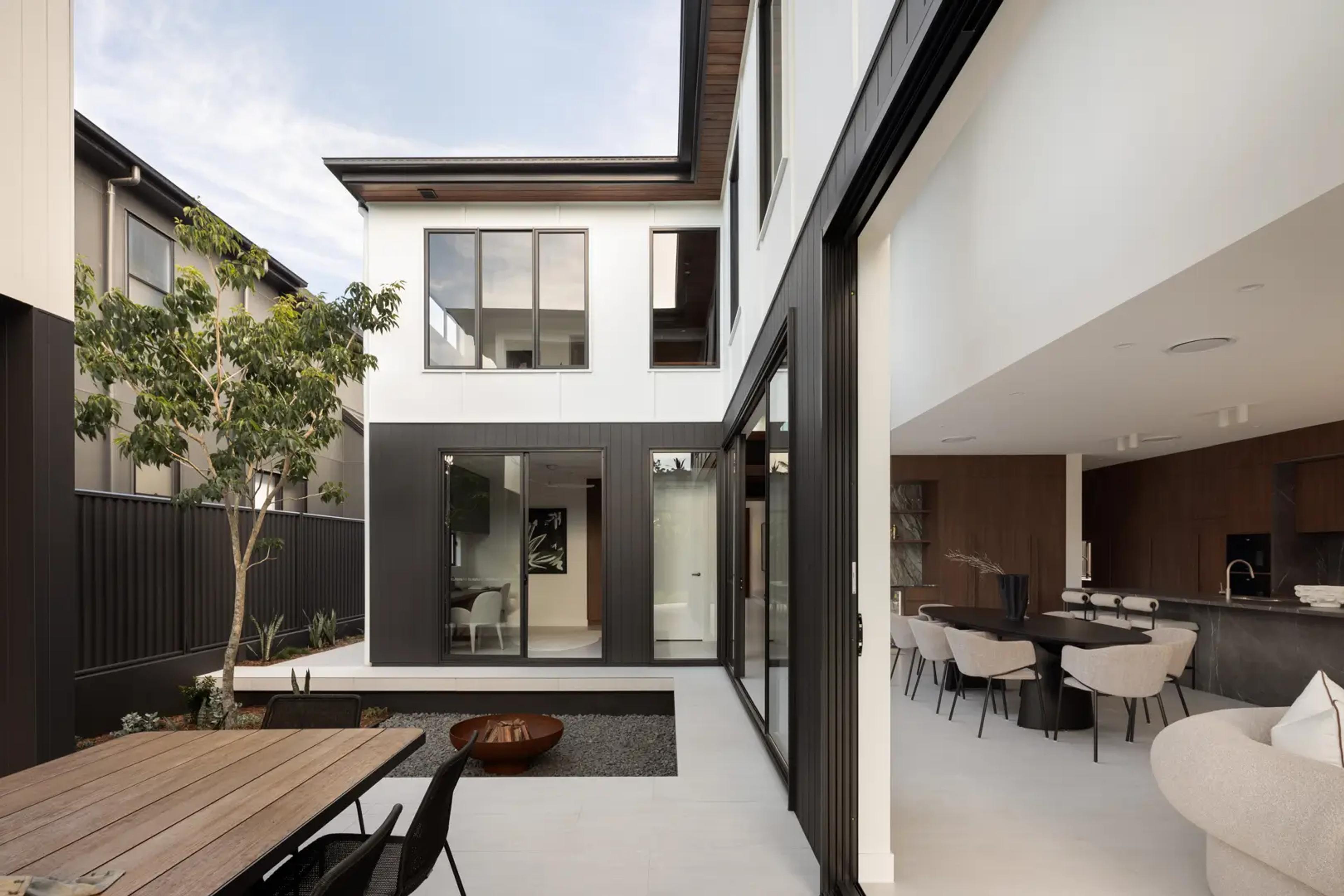 Courtyard between living wing and upper bedrooms
