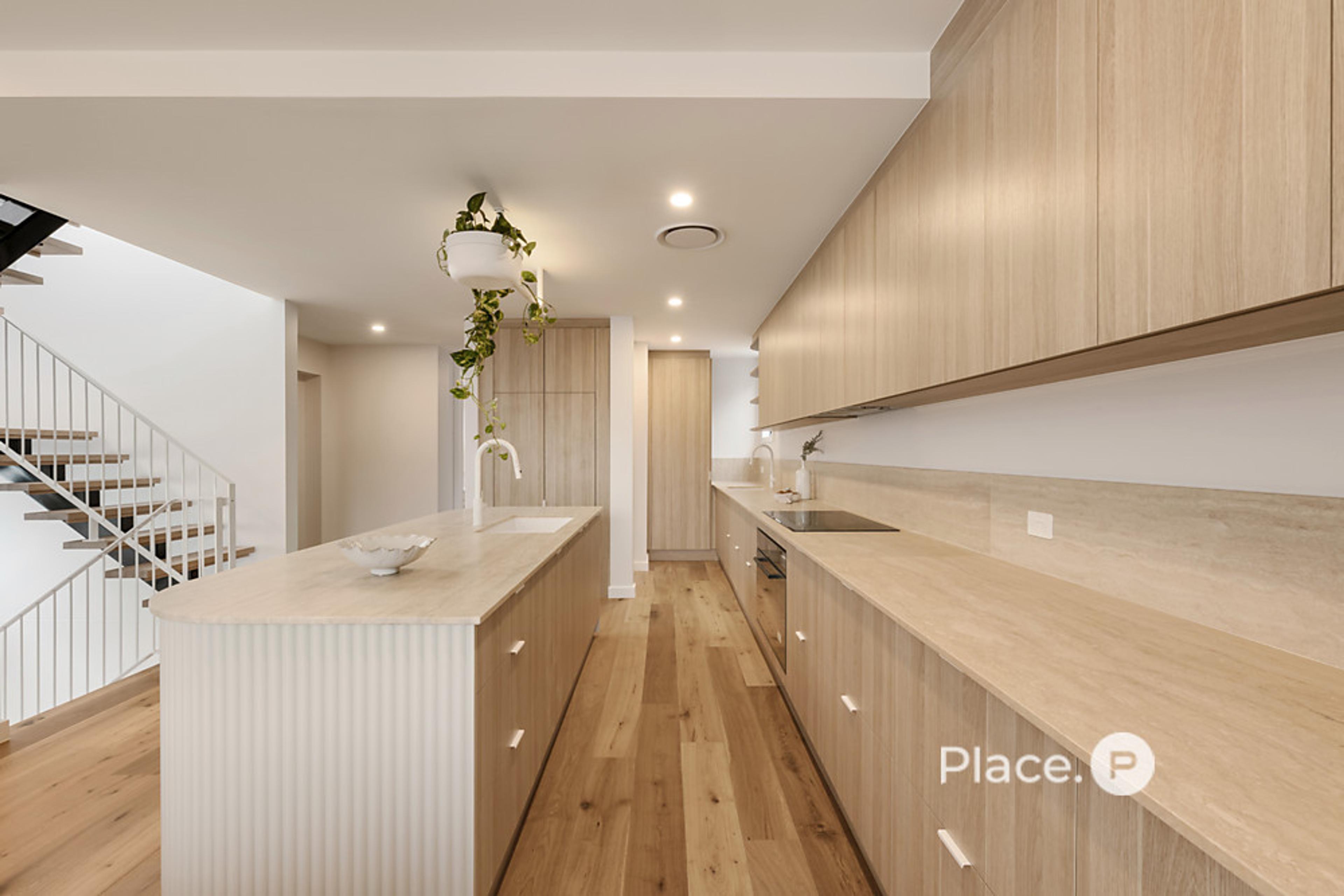 Kitchen image looking back towards staircase in Arthur House Teneriffe