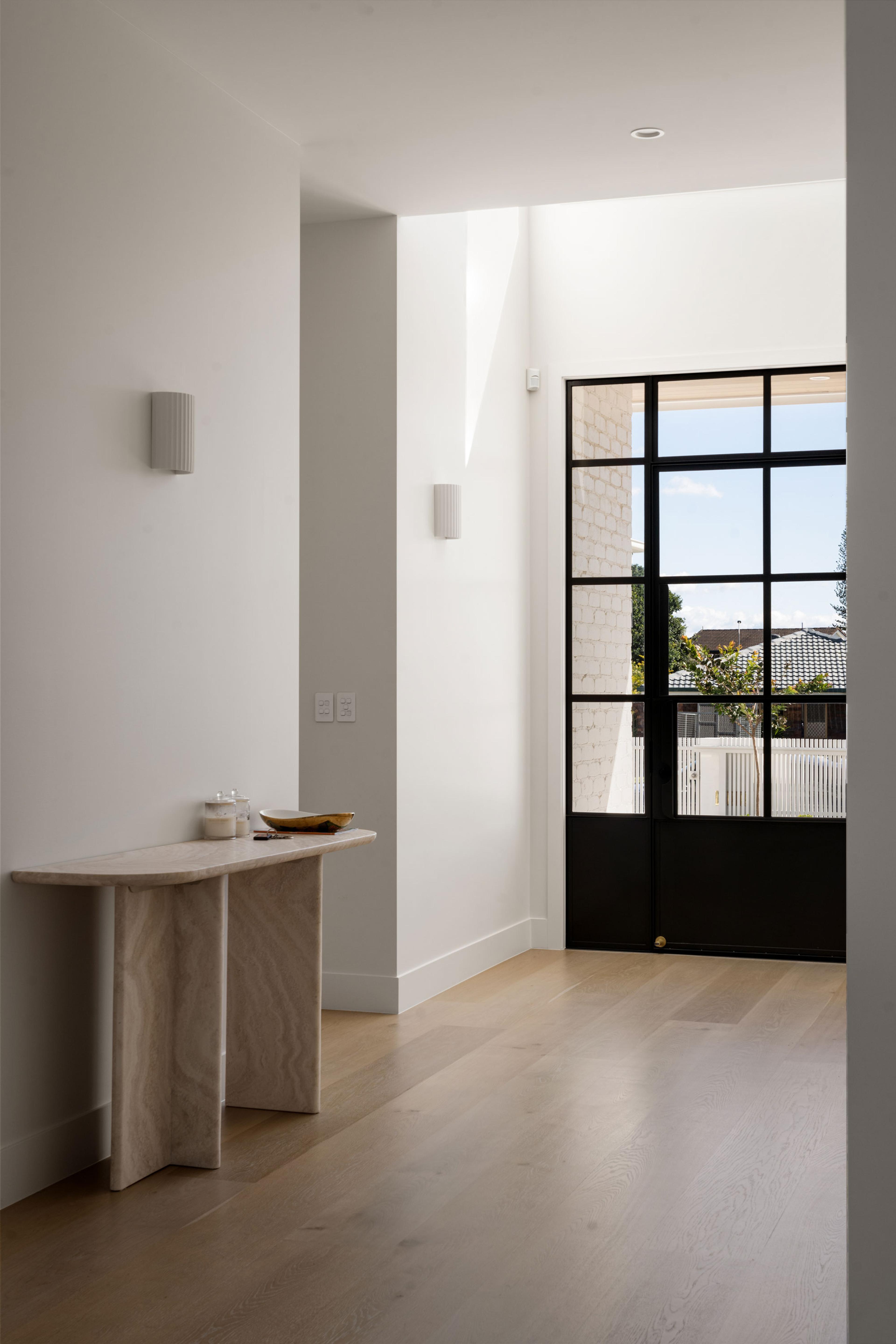 Front door at Dunvegan House in Carindale which allows natural light to enter the space from the front to the back