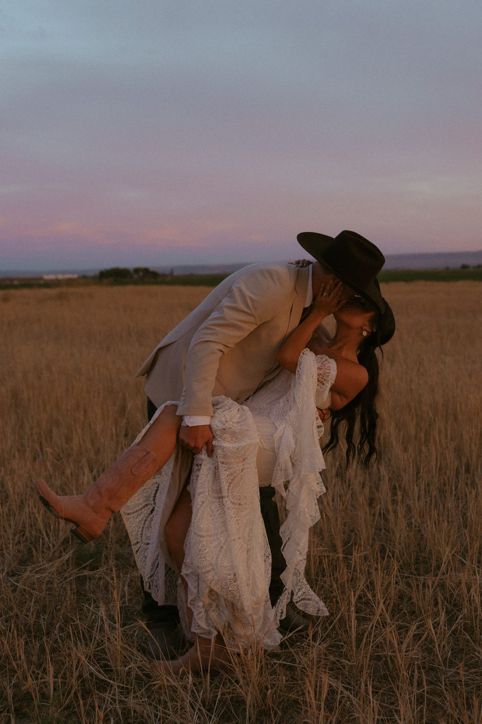 Sunset dip in the wheat field