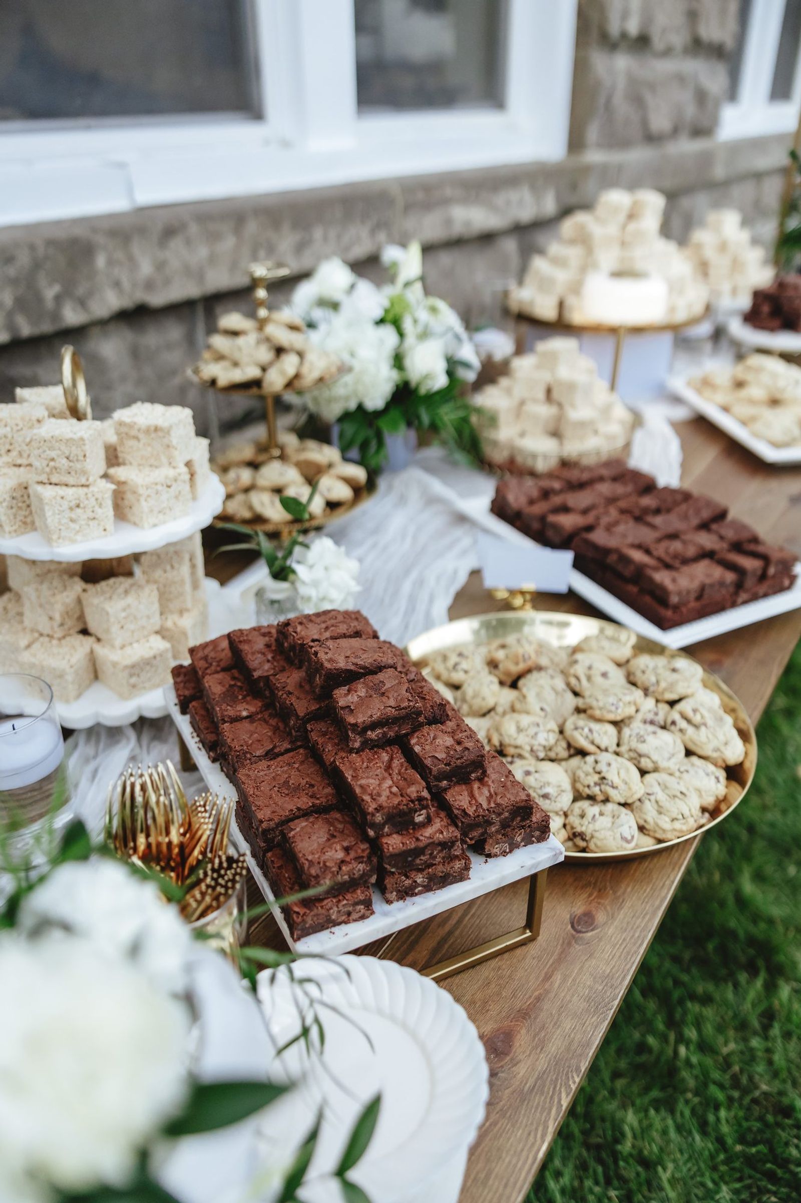 Dessert table with brownies and cookies