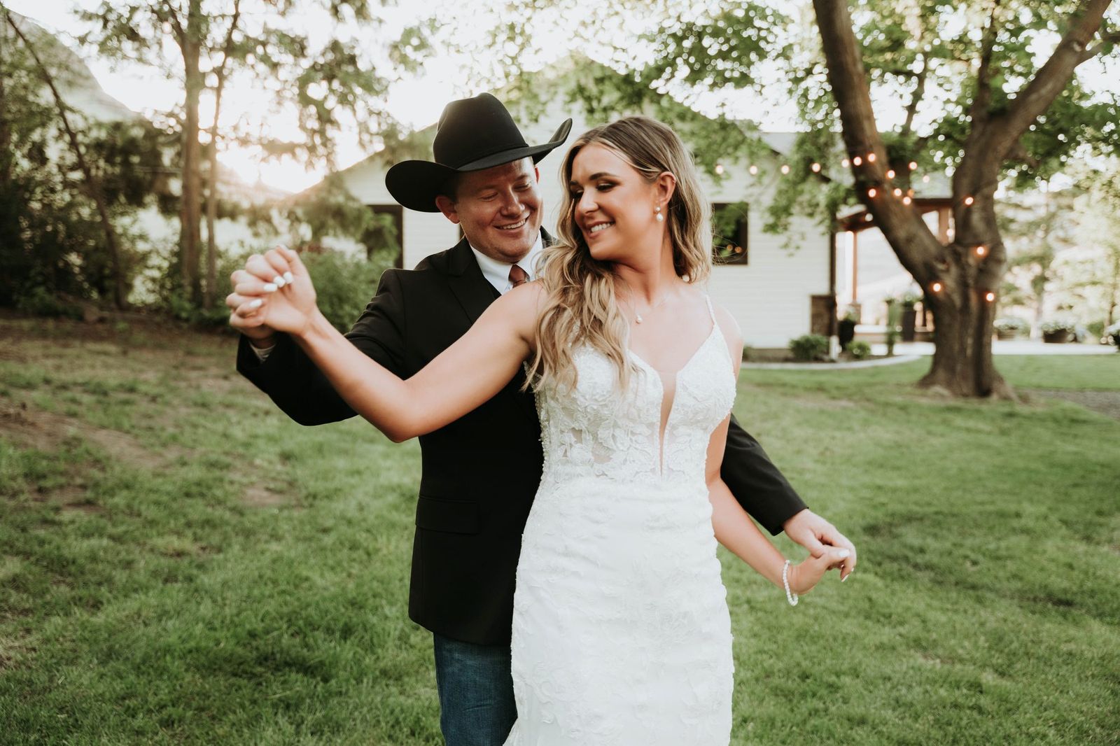 First dance under string lights