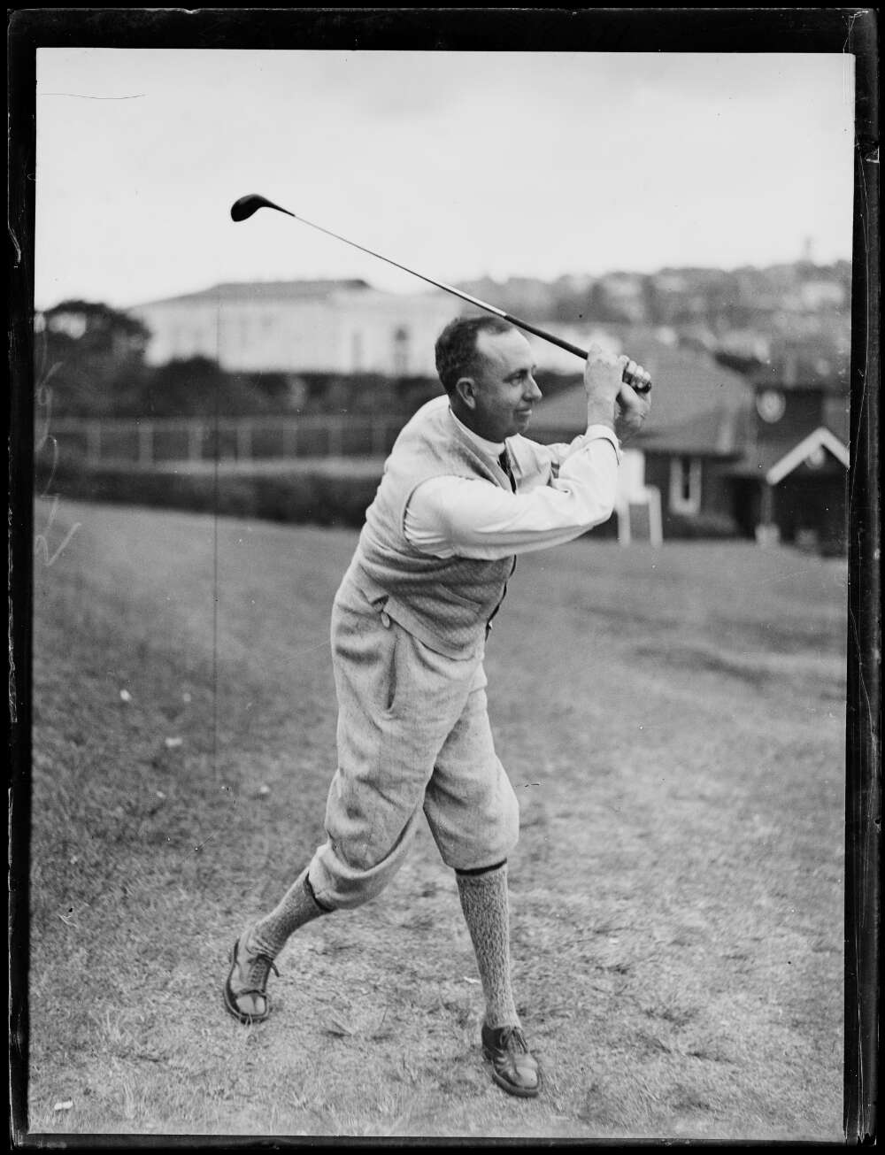 Golfer Eric Apperly taking a hit at the Open Championship, NSW, 21 December 1934