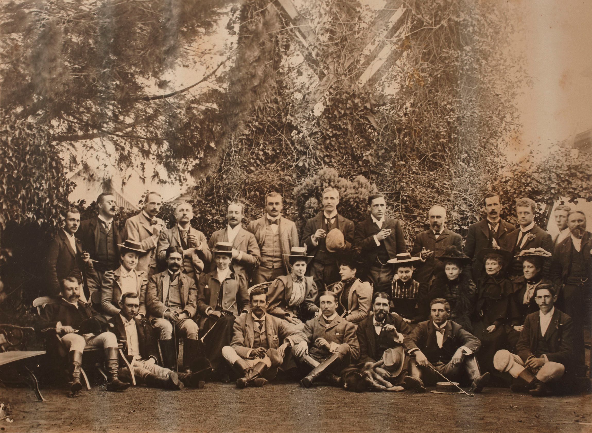 A black and white photo of a group of people
