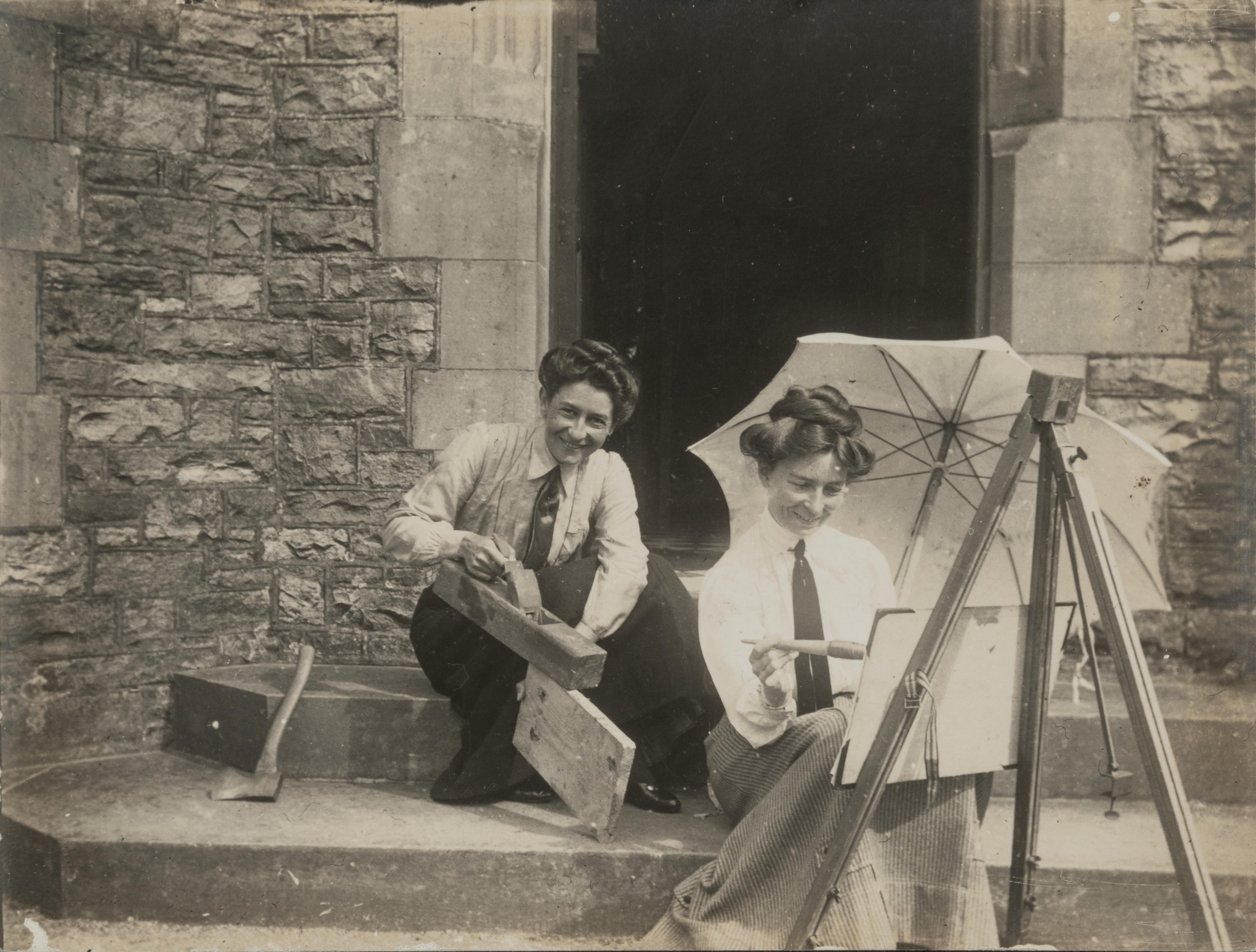 Eirene Mort (right) and Nora Weston, Gate Manor, Dent, Cumbria, photographer unknown, c1912. Photograph © Rob Little