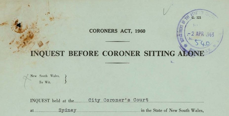 Part of a digitised page from an inquest file