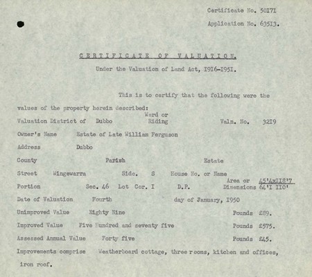 Probate file for William Ferguson