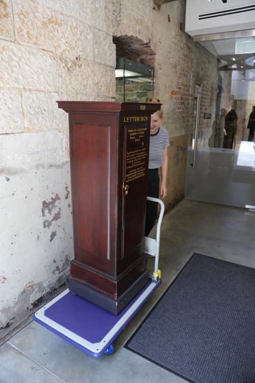 Getting ready to install the letter box into our niche showcase