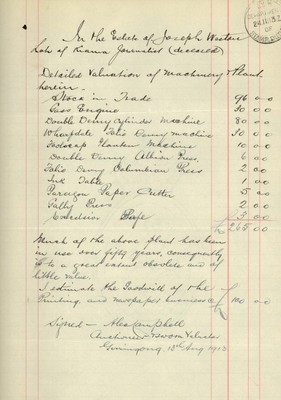 page from a deceased estate file