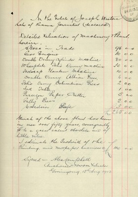 page from a deceased estate file