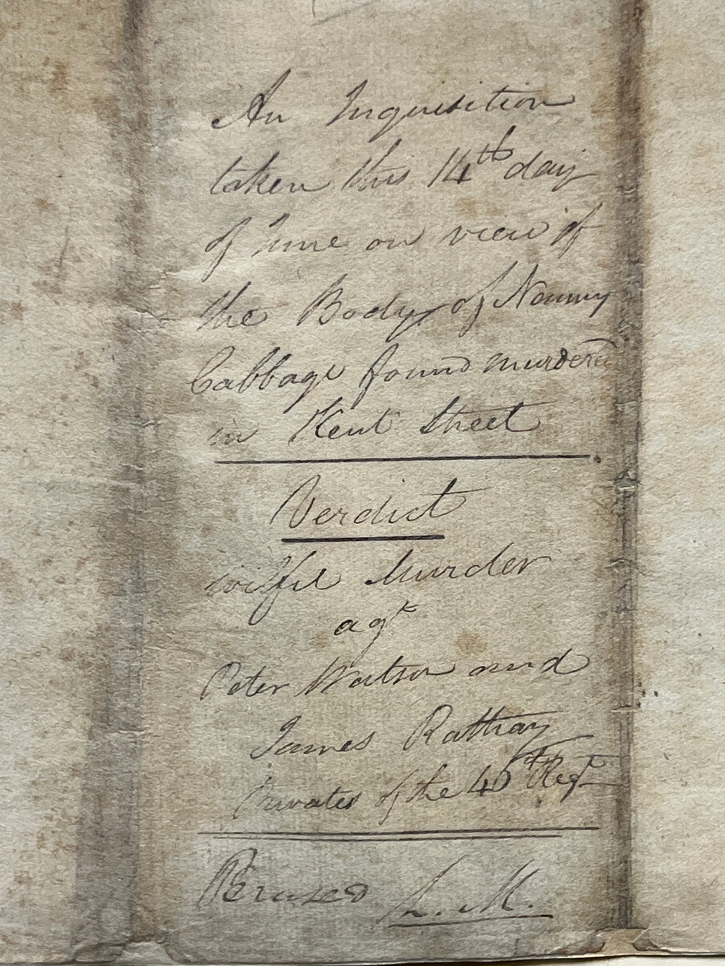  Inquest on Nanny Cabbage, 14 June 1813 [2/8286]