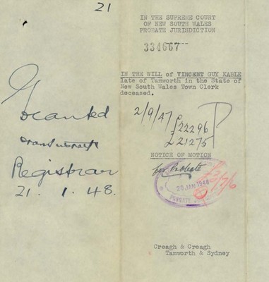 probate file for Vincent Guy Kable